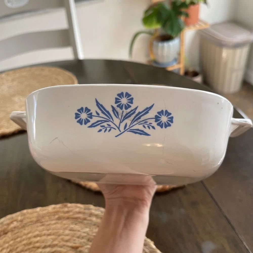 Corning Ware Cornflower Blue 1 Qt Casserole Dish Pyroceram Made in USA